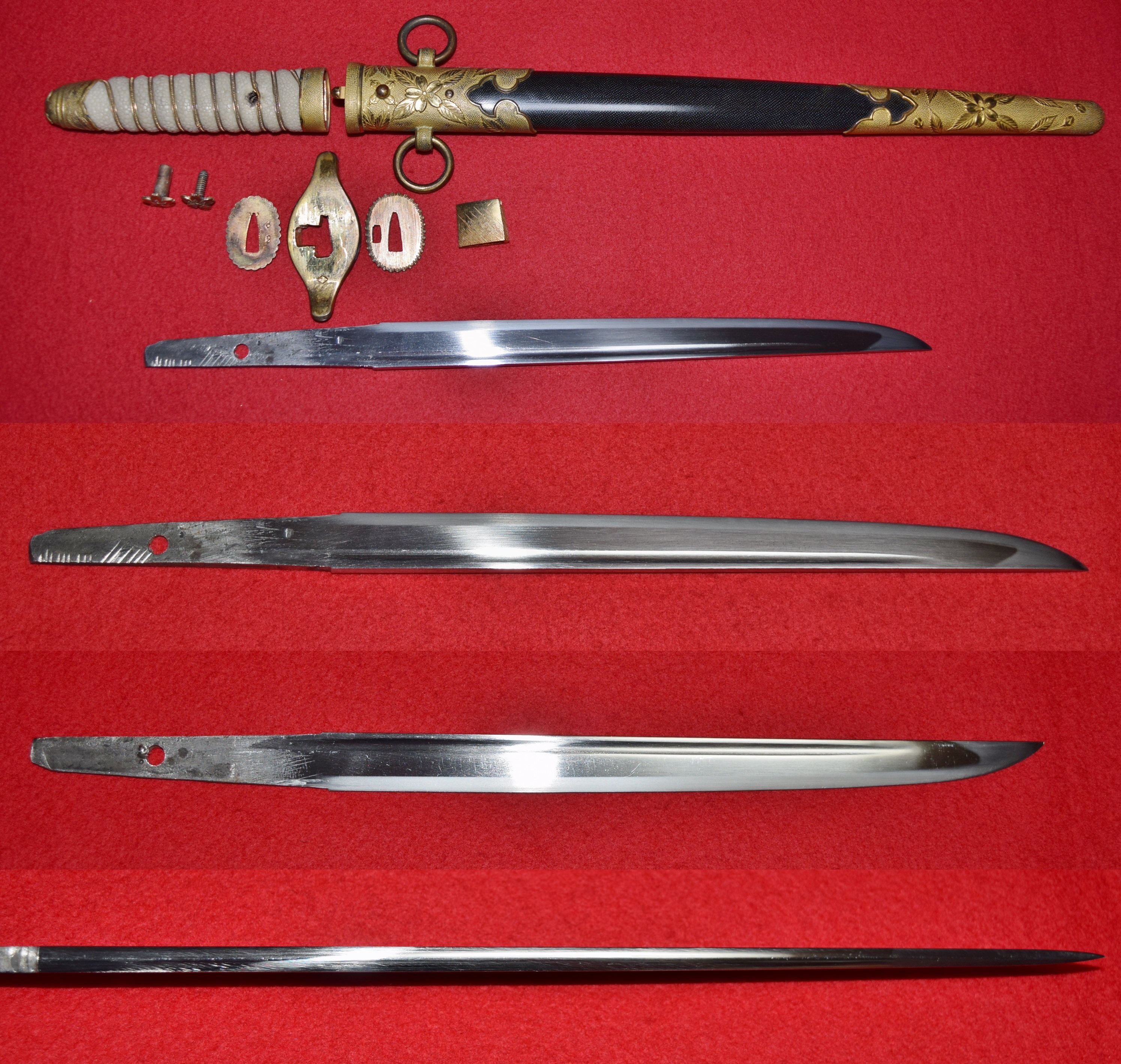 旧日本海軍 海軍短剣 東京都登録証付 長さ約21.4cm 反り0cm（521